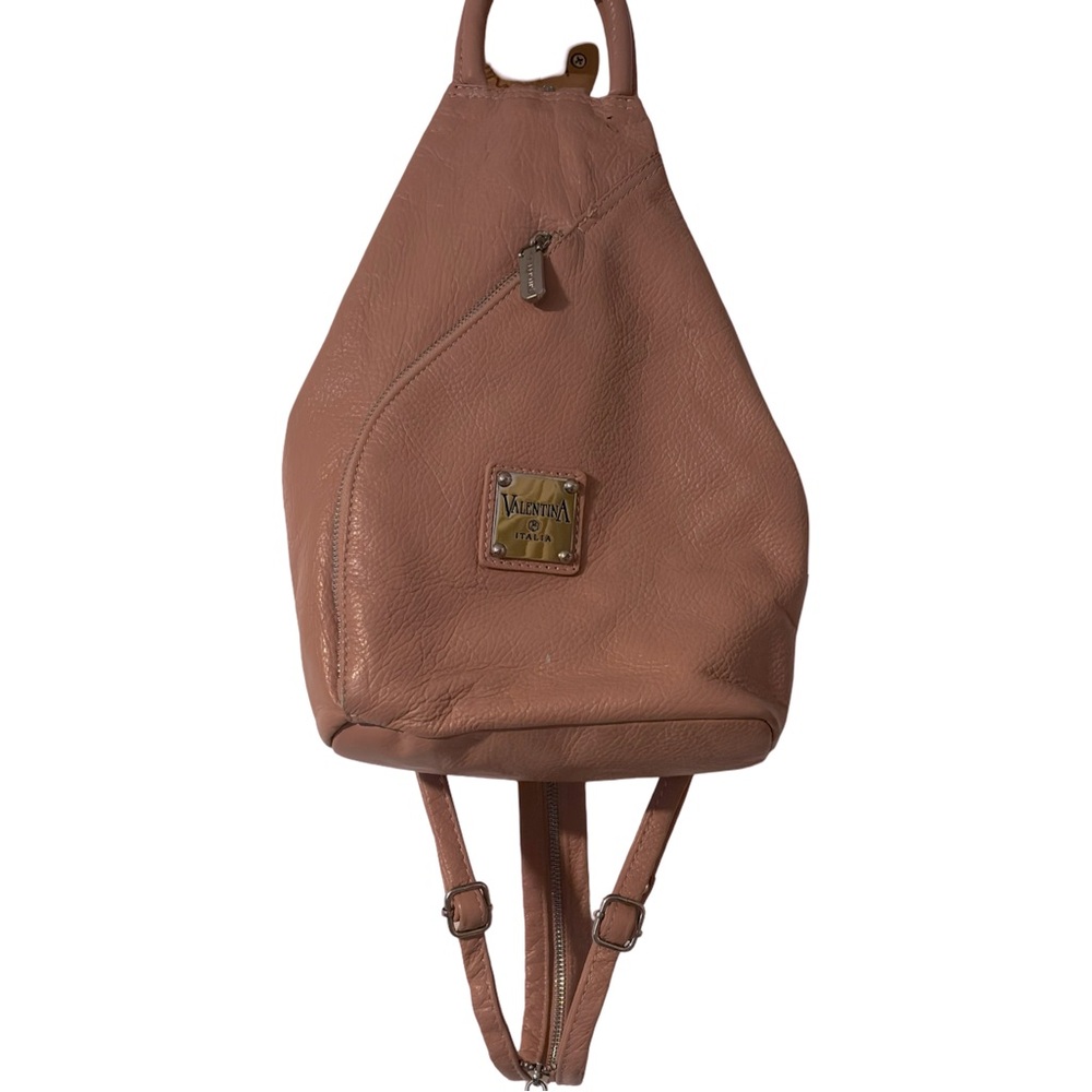 Valentina dusty rose leather Urban Backpack Minimalist Design